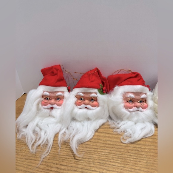 Vintage 80s/90s Santa Claus Face Ornaments Set - Picture 2 of 14